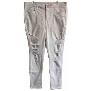 White Denim Jeans Hi-rise Slim Fit Skinny Distressed NWT Arizona Size 17